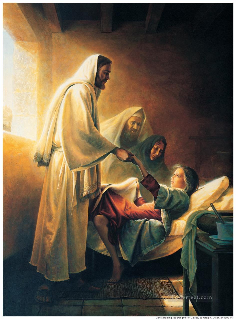 Jésus élevant la fille de Jaïre Peintures à l'huile